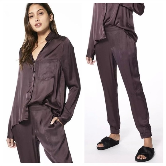 Young Fabulous & Broke Pants - NWT Young Fabulous & Broke YFB Silky Satin Brown Jogger Small